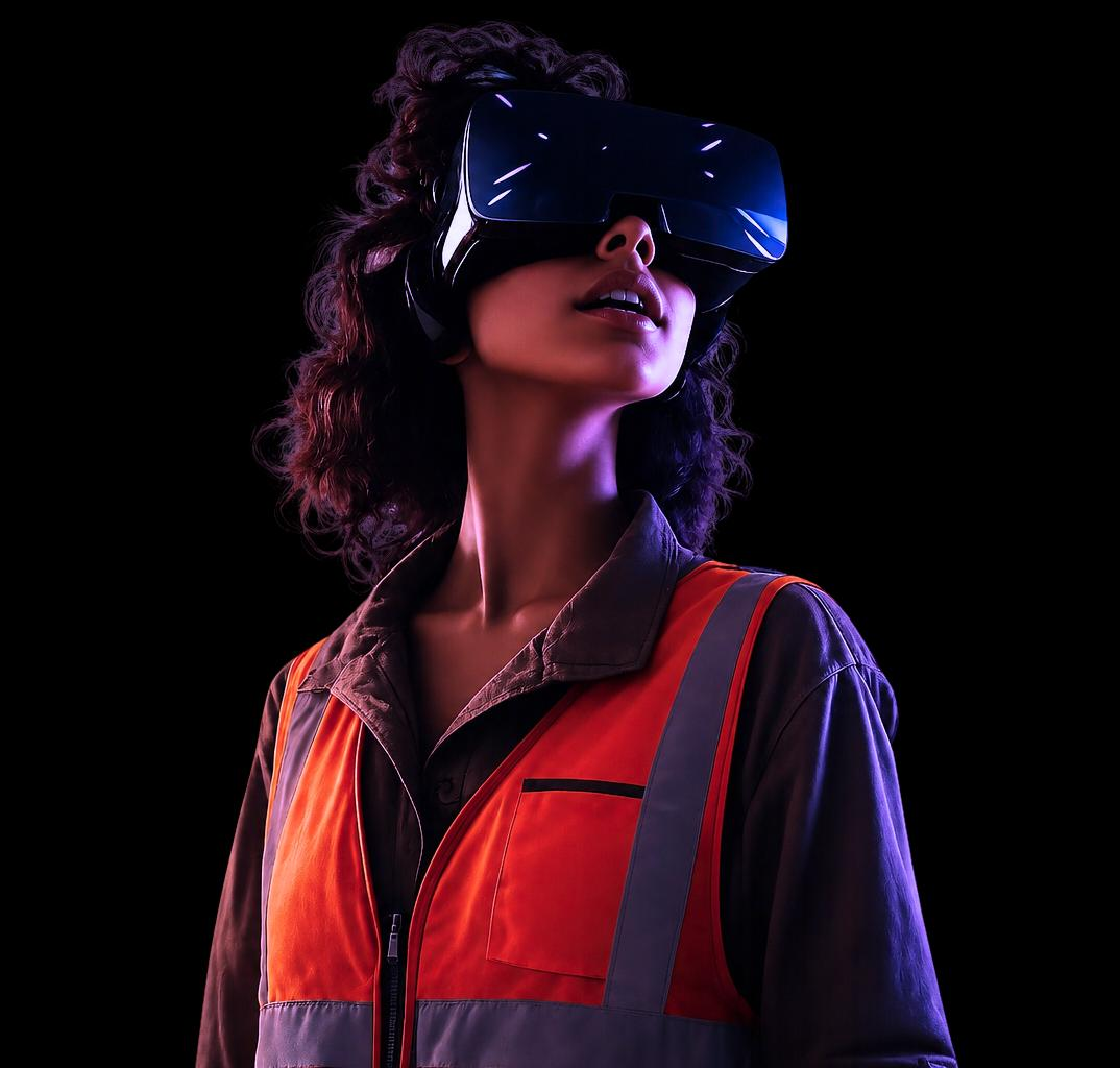 Worker training in virtual reality with a VR headset